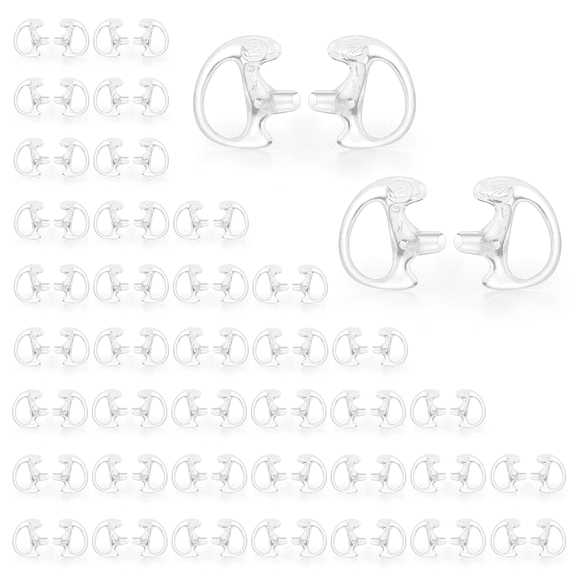 Zeadio 40 Pair Radio Earpiece, Soft Silicone Earmould Earbud Earplug for Walkie Talkie Acoustic Earpiece Headset, Two-Way Radio Coil Tube Audio Kits - Clear