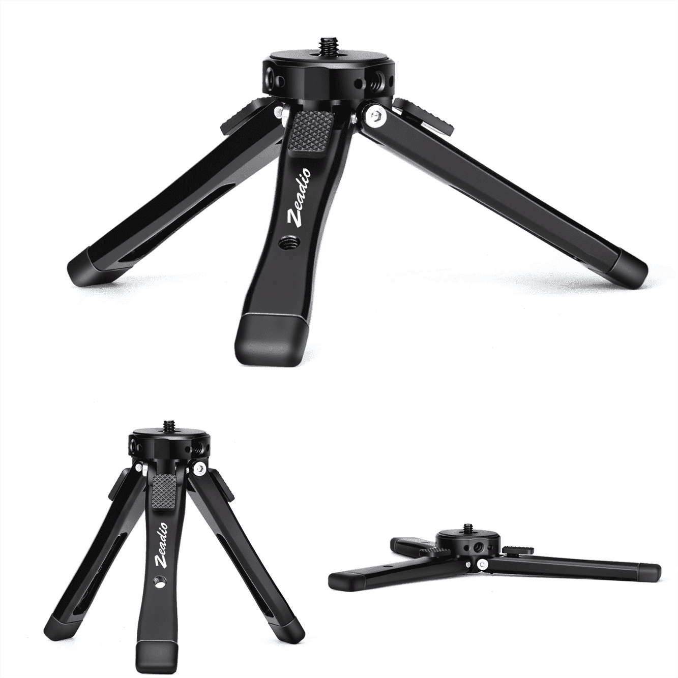 Zeadio Aluminium Alloy Adjustable Tripod Stand, Stable Portable Mount with Cold Shoe for Cameras and Gimbal Stabilizers
