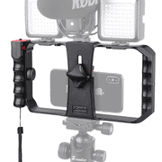 Zeadio Smartphone Video Cage Rig ، حافظة Vlogging Filmmaking ، حامل حامل ثلاثي مثبت الهاتف مع مصراع لاسلكي بعيد يناسب جميع الهواتف الذكية iPhone و Android