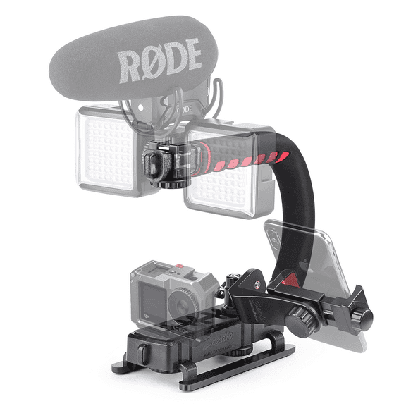 Zeadio Video Handheld Stabilizer, Triple Cold-Shoe Handle Grip with Smartphone Holder、360° Ball Head Mount and Quick Release Plate Adapter, Compatible with All Camera Action Camera DSLR Smartphone