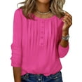 thumbnail image 1 of Zeagoo 3/4 Length Sleeve Tops Women Round Neck Button Design Tunic Blouse Printed Casual Basic Tees Daily Wear, 1 of 8