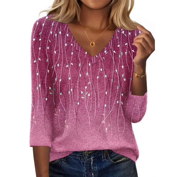Zeagoo 3/4 Length Sleeve Womens Work Blouses V Neck Casual Fashion Tops