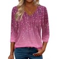 thumbnail image 1 of Zeagoo 3/4 Length Sleeve Womens Work Tops V Neck Tee Fashion Winter Outfits, 1 of 6