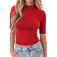 thumbnail image 1 of Zeagoo Basic Tops for Women Short Sleeve Stretch Tshirt Mock Neck Slim Fitted Shirts, 1 of 5