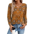 thumbnail image 1 of Zeagoo Blouses for Women V Neck Button Casual Dressy Shirts Long Sleeve T-Shirts Pleated Floral Tunic Tops Boho Tunic Tops, 1 of 6
