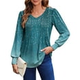 thumbnail image 1 of Zeagoo Casual Long Sleeve Shirts for Women Boho Floral Blouse V Neck Work Tunic Tops Daily Wear, 1 of 5