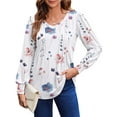 thumbnail image 1 of Zeagoo Casual Long Sleeve Shirts for Women Boho Floral Blouse V Neck Work Tunic Tops Daily Wear, 1 of 7