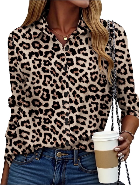 Button Down Shirts for Women Floral Blouses Business Casual Long Sleeve Shirts Dressy Printed Spring Fall Clothing