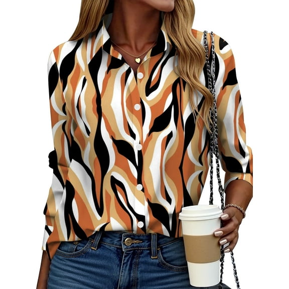 Zeagoo Button Down Shirts for Women Floral Blouses Business Casual Long Sleeve Shirts Dressy Printed Spring Fall Clothing