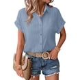 thumbnail image 1 of Zeagoo Button Down Shirts for Women Short Sleeve Trendy Lightweight Summer Tops Collar Work Blouse, 1 of 6