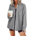 thumbnail image 1 of Zeagoo Button Down Shirts for Women Waffle Boyfriend Work Shacket Loose Long Sleeve Collared Fall Tops, 1 of 6