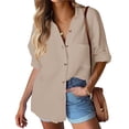 thumbnail image 1 of Zeagoo Button up Shirt Women 100% Cotton Linen Blouses Collared Long Sleeve Casual Business Tops, 1 of 7