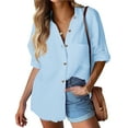 thumbnail image 1 of Zeagoo Button up Shirt Women 100% Cotton Linen Blouses Collared Long Sleeve Casual Business Tops, 1 of 7