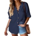 thumbnail image 1 of Zeagoo Button up Shirt Women 100% Cotton Linen Blouses Collared Long Sleeve Casual Business Tops, 1 of 7