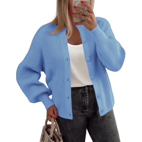 Zeagoo Cardigan Sweaters for Women Long Sleeve Chunky Knit Cardigan CEW Neck Button Down Fall Fashion