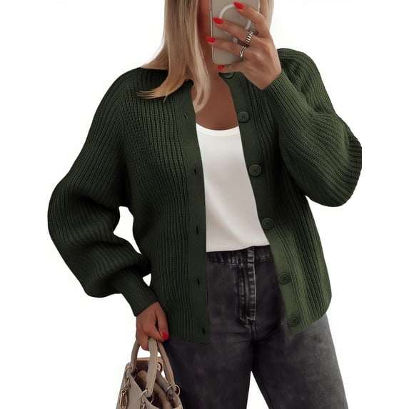 Zeagoo Cardigan Sweaters for Women Long Sleeve Chunky Knit Cardigan CEW Neck Button Down Fall Fashion