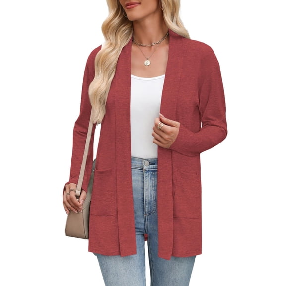 Zeagoo Cardigan for Women Long Sleeve Open Front Sweaters Casual Loose Lightweight Cardigans with Pockets
