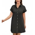thumbnail image 1 of Zeagoo Cotton Linen Dress for Women Short Sleeve V-Neck Button Down Tunic Shift Dress Casual Breathable Comfy Summer Shirt Dress with Pocket for Beach Vacation and Everyday Wear, 1 of 7