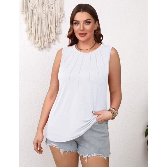 Zeagoo Crew Neck Tank Top Women 2025 Summer Loose Fit Tunic Tops Dressy Tanks Basic Sleeveless Shirt