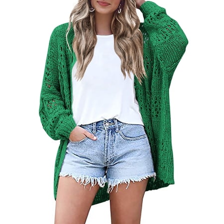 Zeagoo Crochet Cardigan Spring Lightweight Open Front Long Sleeve Knit Cardigans for Women