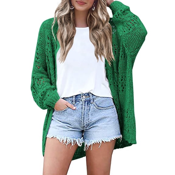 Zeagoo Crochet Cardigan Spring Lightweight Open Front Long Sleeve Knit Cardigans for Women
