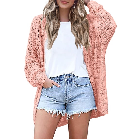 Zeagoo Crochet Cardigan Spring Lightweight Open Front Long Sleeve Knit Cardigans for Women