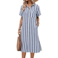 thumbnail image 1 of Zeagoo Dresses for Women Summer Casual Midi Short Sleeve Button Down Shirt Linen Dress Beach Cover Up with Pocket, 1 of 6