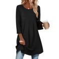 thumbnail image 1 of Zeagoo Dressy Tops for Women 3/4 Sleeve Summer Outfits Loose Fit Round Neck T Shirts Fall Dressy Blouses, 1 of 6