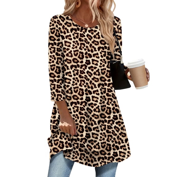 Zeagoo Dressy Tops for Women 3/4 Sleeve Summer Outfits Loose Fit Round Neck T Shirts Fall Dressy Blouses