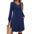 thumbnail image 1 of Zeagoo Fall A Line Dress for Women Long Sleeve Casual Printed Dresses V Neck Tunic Boho Dress, 1 of 6