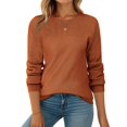 thumbnail image 1 of Zeagoo Fall Sweaters for Women Crewneck Long Sleeve Crochet Texture Pullover Sweater Tops, 1 of 6