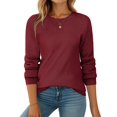 thumbnail image 1 of Zeagoo Fall Sweaters for Women Crewneck Long Sleeve Crochet Texture Pullover Sweater Tops, 1 of 6