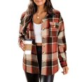 thumbnail image 1 of Zeagoo Flannel Cropped Jacket Wool Blend Shacket Plaid Button Down Shirt Fall Winter Fashion Long Sleeve Coat with Pockets, 1 of 6