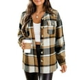thumbnail image 1 of Zeagoo Flannel Cropped Jacket Wool Blend Shacket Plaid Button Down Shirt Fall Winter Fashion Long Sleeve Coat with Pockets, 1 of 6