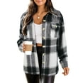 thumbnail image 1 of Zeagoo Flannel Cropped Jacket Wool Blend Shacket Plaid Button Down Shirt Fall Winter Fashion Long Sleeve Coat with Pockets, 1 of 6