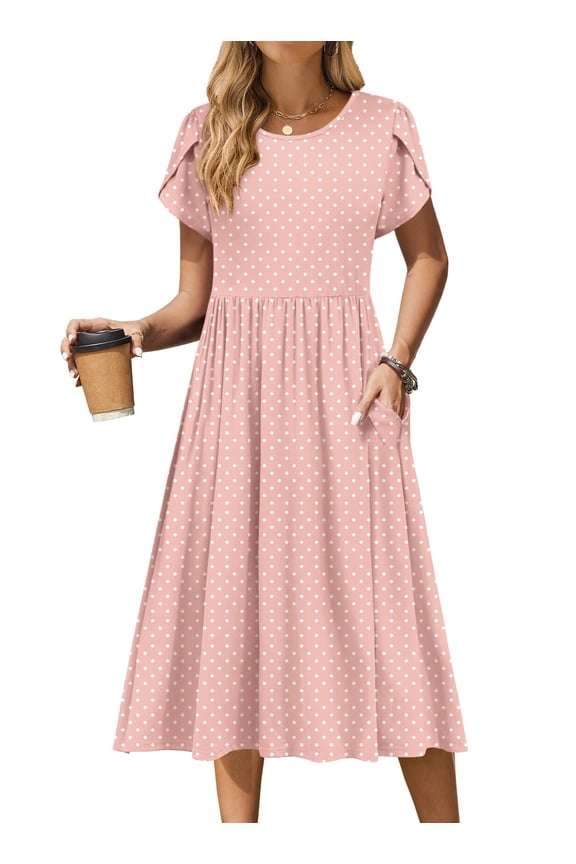 Floral Casual Dresses Modest Tshirt Dress Aline Midi Dress Floral Boho Sundress with Pockets Cotton Ladies Summer Dress Travel Dress Holiday Dresses