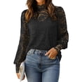 thumbnail image 1 of Zeagoo Lace Long Sleeve Top Womens Puffy Sleeve Dressy Casual Shirts Sexy Going Out Outfits Date Night Blouses, 1 of 8