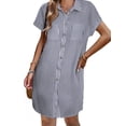 thumbnail image 1 of Zeagoo Linen Dresses for Women 100% Cotton Short Sleeve V-Neck Button Down Tshirt Dress Summer Casual Beach Sundress Loose Tunic Shift Sundresses, 1 of 6