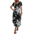 thumbnail image 1 of Zeagoo Long Dresses for Women Casual Summer Maxi Dress Short Sleeve Long Dress with Pockets Curve Hem Long Dress Crew Neck, 1 of 10