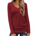 thumbnail image 1 of Zeagoo Long Sleeve Shirt for Woman V-Neck T Shirt Solid Casual Basic Tops Fall Tees Summer Clothing, 1 of 6