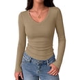 thumbnail image 1 of Zeagoo Long Sleeve Shirts for Women V Neck Top Ribbed Knit Fitted Basic Tee Going Out Tops Casual Fall Trendy, 1 of 6