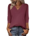 thumbnail image 1 of Zeagoo Long Sleeve Tops Women Printed Dressy Casual V Neck T-shirts Basics Blouse Fall and Spring Wear Trendy Clothes, 1 of 5
