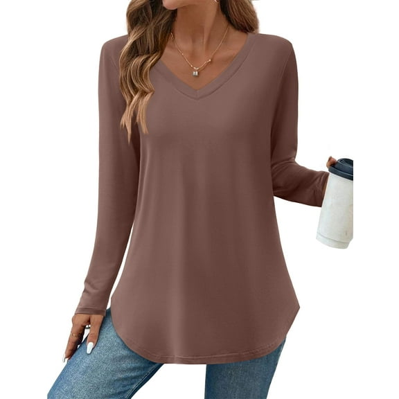 Zeagoo Long Sleeve Tops for Women Solid or Printed Blouse Casual Basic Tunic Spring T-shirt Lightweight