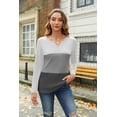 thumbnail image 1 of Zeagoo Long Sleeve Tops for Women Waffle Knit Shirts Casual V Neck Tunics Color Block T Shirts Fall Tunic, 1 of 9