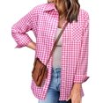 thumbnail image 1 of Zeagoo Plaid Shirts for Women Flannel Long Sleeve Shacket Loose Business Casual Blouses Gingham Button Down Shirts for Fall, 1 of 4