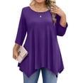 thumbnail image 1 of Zeagoo Plus Size Blouses for Women 3/4 Sleeve Shirts Crewneck Tunic Tops Loose Fit Spring Summer Casual Lady Clothes, 1 of 5