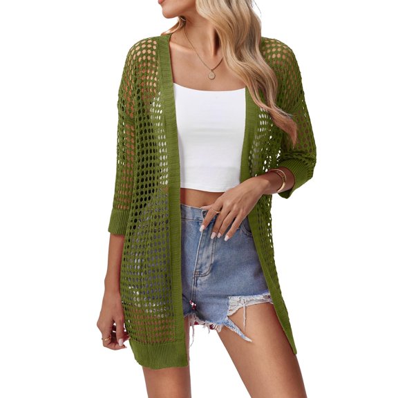 Zeagoo Plus Size Crochet Cardigan Short Sleeve Open Front Lightweight Summer Boho Kimono Cardigans