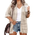thumbnail image 1 of Zeagoo Plus Size Lightweight Crochet Cardigan for Women Short Sleeve Summer Kimonos Boho Open Front Knitted Cardigans, 1 of 7