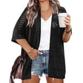 thumbnail image 1 of Zeagoo Plus Size Lightweight Crochet Cardigan for Women Short Sleeve Summer Kimonos Boho Open Front Knitted Cardigans, 1 of 7