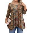 thumbnail image 1 of Zeagoo Plus Size Tops for Women 3/4 Sleeve Shirts Tunic Tops to Wear with Leggings Loose Fit Summer Fall Clothes, 1 of 8